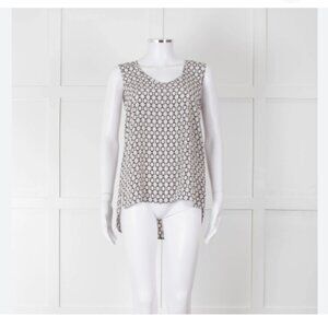 Weekend Max Mara Sleeveless Black White Mini Squares Geometric Pattern Blouse